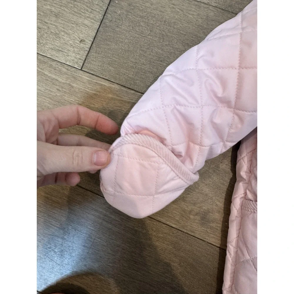 Ralph Lauren Snowsuit Baby Girls‎ 6M Pink Quilted Hooded Footed Bunting Fleece